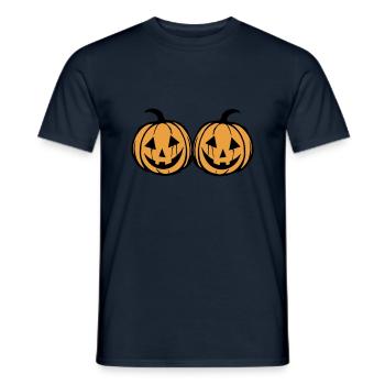 Pumpkin Face - Men's T-Shirt - navy - Front - AI Model Male 178 light (178cm)