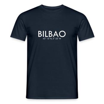 Bilbao Spain Coordinates Latitude Longitude - Männer T-Shirt - Navy - Vorne - AI Model Male 178 light (178cm)