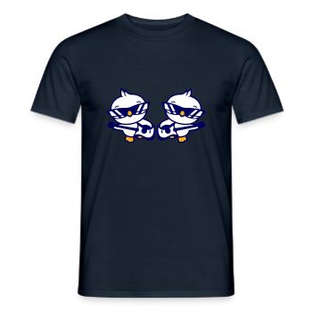2 Chicks Birds Ducks Ribbon Cute Two Friends Team - Men's T-Shirt - navy - Front - AI Model Male 178 light (178cm)