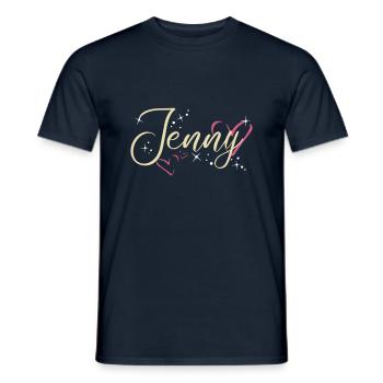 Jenny Surname First name Calligraphy Heart - Men's T-Shirt - navy - Front - AI Model Male 178 light (178cm)