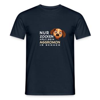 Lustiger Spruch, Zocken hält Aggromon in Schach - Männer T-Shirt - Navy - Vorne - AI Model Male 178 light (178cm)