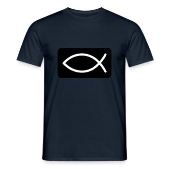 Poisson Jésus chrétien - T-shirt homme - marine - Devant - AI Model Male 178 light (178cm)