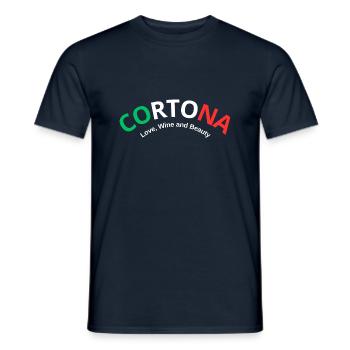 Cortona, love, wine and beauty. - Men's T-Shirt - navy - Front - AI Model Male 178 light (178cm)