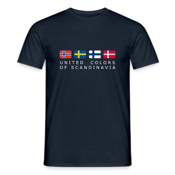 UNITED COLORS de la Scandinavie à lettrage blanc - T-shirt homme - marine - Devant - AI Model Male 178 light (178cm)
