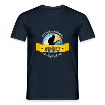 45. Birthday Rocking this planet since 08/1980 - Men's T-Shirt - navy - Front - AI Model Male 178 light (178cm)