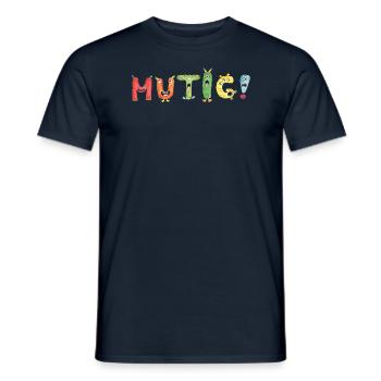 Monsterbuchstaben: MUTIG - Bunt und Mutig - Männer T-Shirt - Navy - Vorne - AI Model Male 178 light (178cm)