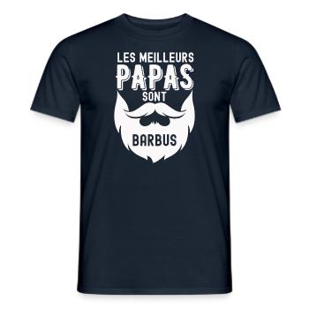 LES MEILLEURS PAPAS SONT BARBUS 2 - T-shirt homme - marine - Devant - AI Model Male 178 light (178cm)