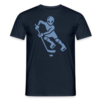 Alien Eishockeyspieler Silhouette minimalistisch - Männer T-Shirt - Navy - Vorne - AI Model Male 178 light (178cm)