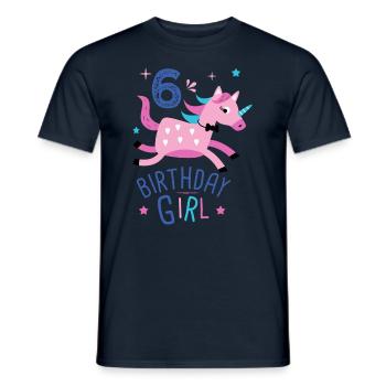 6. Geburtstag Mädchen 6 Jahre Licorn Einhorn - Männer T-Shirt - Navy - Vorne - AI Model Male 178 light (178cm)