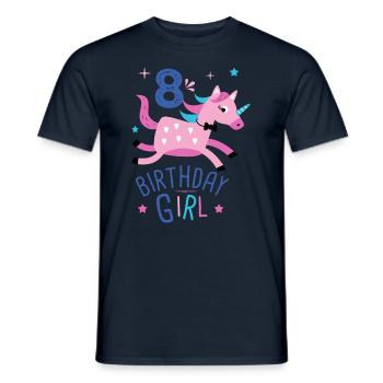 8. Geburtstag Mädchen 8 Jahre Licorn Unicorn - Männer T-Shirt - Navy - Vorne - AI Model Male 178 light (178cm)