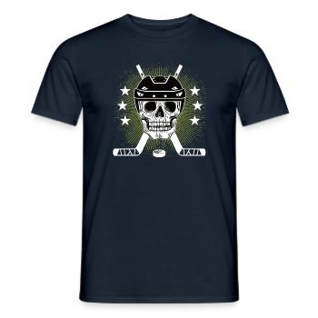 Eishockey Hockey Helm Schläger Eishockeyspieler - Männer T-Shirt - Navy - Vorne - AI Model Male 178 light (178cm)