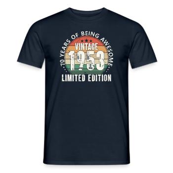70th birthday 70 years 1953 born - Men's T-Shirt - navy - Front - AI Model Male 178 light (178cm)