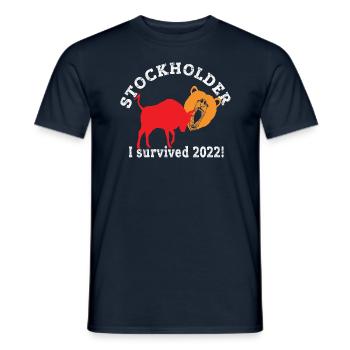 Stockholder I survived 2022 - Shareholder after crash - Men's T-Shirt - navy - Front - AI Model Male 178 light (178cm)