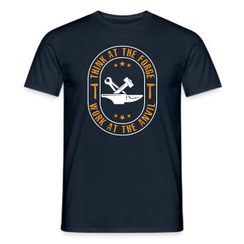 Think at the forge, work at the anvil - Männer T-Shirt - Navy - Vorne - AI Model Male 178 light (178cm)