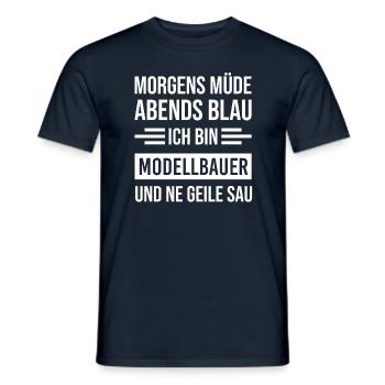 Morgens Müde Abends Blau Modellbauer - Männer T-Shirt - Navy - Vorne - AI Model Male 178 light (178cm)