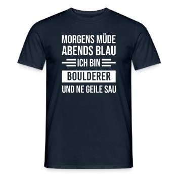 Morgens Müde Abends Blau Boulderer - Männer T-Shirt - Navy - Vorne - AI Model Male 178 light (178cm)