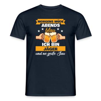 Morgens Müde Abends Blau Jäger - Männer T-Shirt - Navy - Vorne - AI Model Male 178 light (178cm)