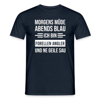 Morgens Müde Abends Blau Forellen Angler - Männer T-Shirt - Navy - Vorne - AI Model Male 178 light (178cm)