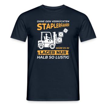 Lagerarbeiter Logistiker Stapler Staplerfahrer - Männer T-Shirt - Navy - Vorne - AI Model Male 178 light (178cm)