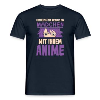 Mädchen mit ihrem Anime - Männer T-Shirt - Navy - Vorne - AI Model Male 178 light (178cm)