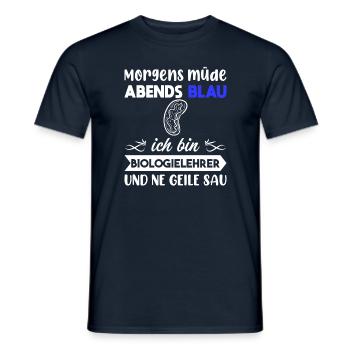 Morgens Müde Abends Blau Biologielehrer - Männer T-Shirt - Navy - Vorne - AI Model Male 178 light (178cm)