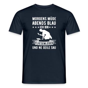 Morgens Müde Abends Blau Fliesenleger - Männer T-Shirt - Navy - Vorne - AI Model Male 178 light (178cm)