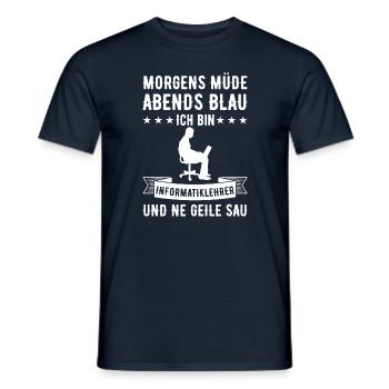 Morgens Müde Abends Blau Informatiklehrer - Männer T-Shirt - Navy - Vorne - AI Model Male 178 light (178cm)