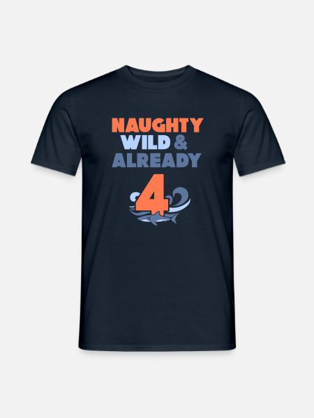 4 Jahre Geburtstag Junge Mädchen Hai - Männer T-Shirt - Navy