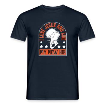 I Love jesus and like my new hip - Männer T-Shirt - Navy - Vorne - AI Model Male 178 light (178cm)