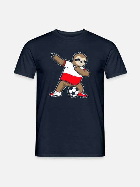 Fußballfan Faultier Fußball Polen - Männer T-Shirt - Navy