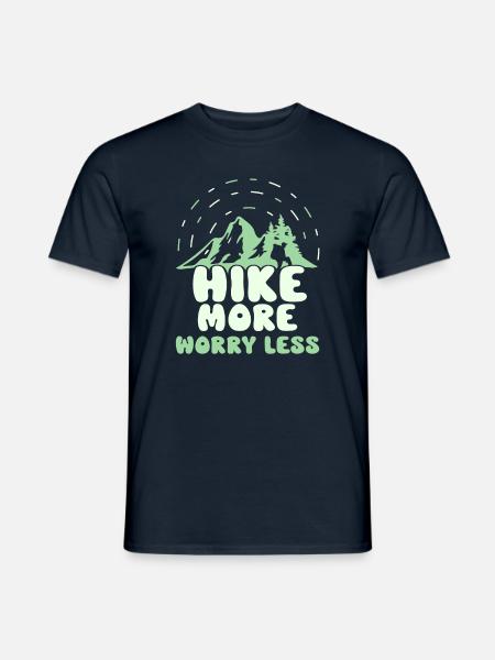 Hike more Worry less Wandern Wanderer - Männer T-Shirt - Navy