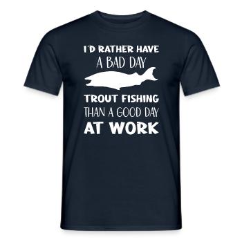 Trout Fishing than a good day at work - Männer T-Shirt - Navy - Vorne - AI Model Male 178 light (178cm)