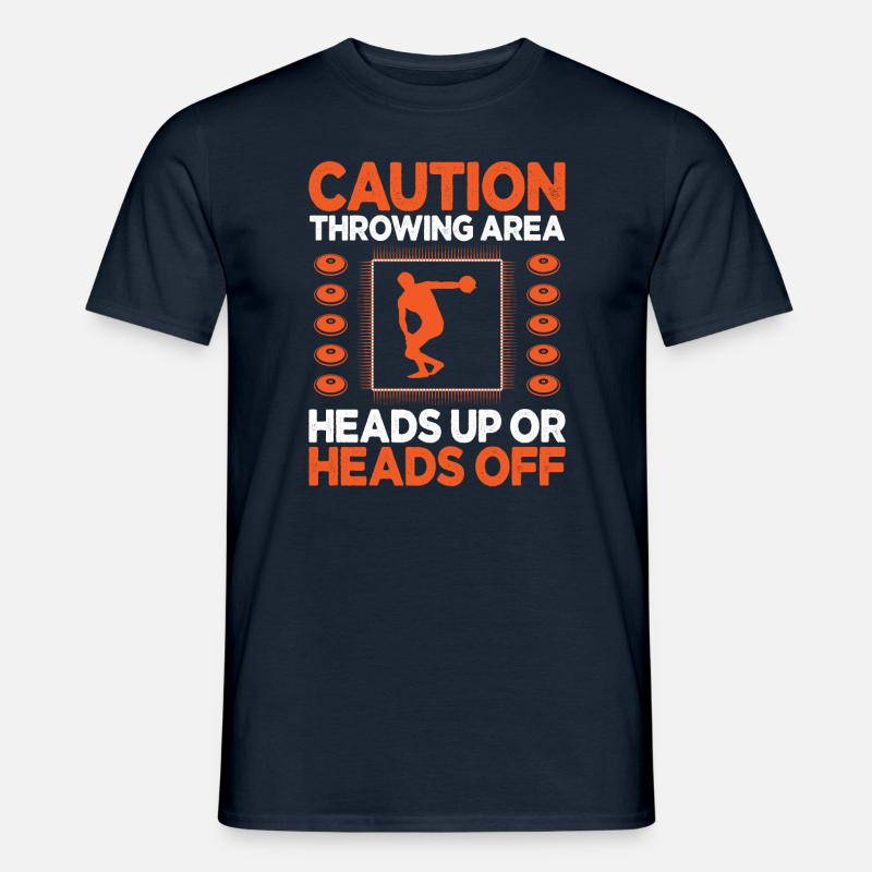 Caution Throwing AreaDiskus werfen - Männer T-Shirt - Navy