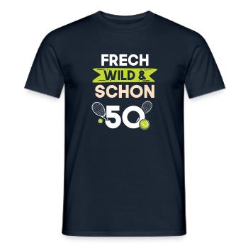 Geschenk 50 Jahre Geburtstag Tennis - Männer T-Shirt - Navy - Vorne - AI Model Male 178 light (178cm)
