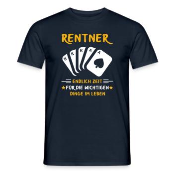 Rentner Rente Rentenbeginn Pokern Karten spielen - Männer T-Shirt - Navy - Vorne - AI Model Male 178 light (178cm)