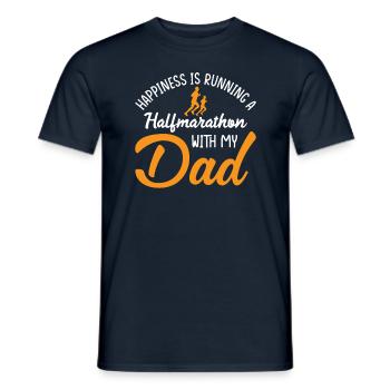 Happiness is running a halfmarathon with my dad - Männer T-Shirt - Navy - Vorne - AI Model Male 178 light (178cm)