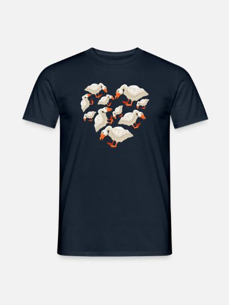 Herz Gänse Gans - Männer T-Shirt - Navy
