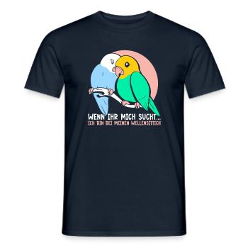Ich bin bei meinen Wellensittich - Männer T-Shirt - Navy - Vorne - AI Model Male 178 light (178cm)