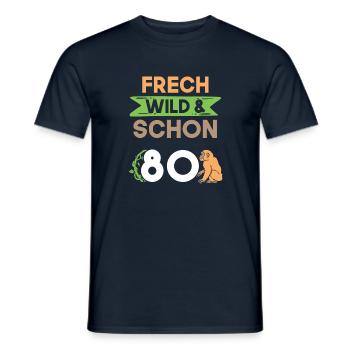 Geschenk 80 Jahre Geburtstag Affe - Männer T-Shirt - Navy - Vorne - AI Model Male 178 light (178cm)