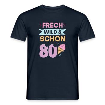 Geschenk 80 Jahre Geburtstag Eis essen - Männer T-Shirt - Navy - Vorne - AI Model Male 178 light (178cm)