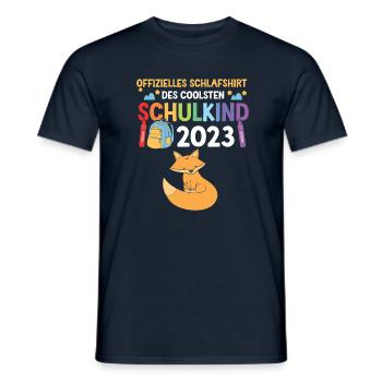 Fuchs Schulanfang Schulkind 2023 - Männer T-Shirt - Navy - Vorne - AI Model Male 178 light (178cm)
