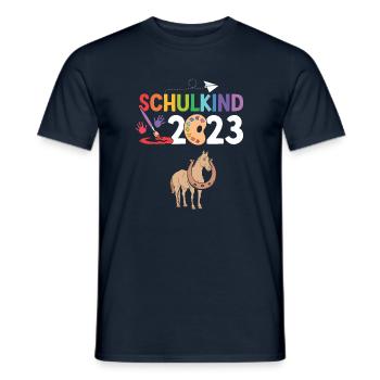 Pferd Schulanfang Schulkind 2023 - Männer T-Shirt - Navy - Vorne - AI Model Male 178 light (178cm)