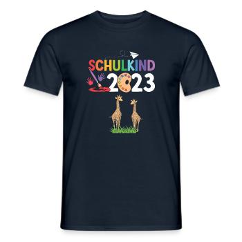 Giraffe Schulanfang Schulkind 2023 - Männer T-Shirt - Navy - Vorne - AI Model Male 178 light (178cm)