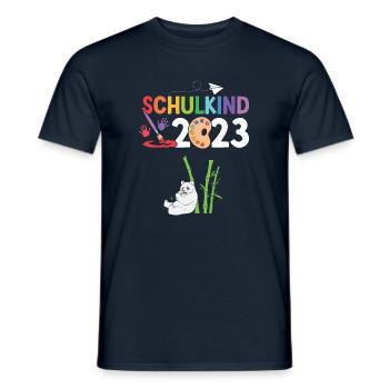 Panda Schulanfang Schulkind 2023 - Männer T-Shirt - Navy - Vorne - AI Model Male 178 light (178cm)