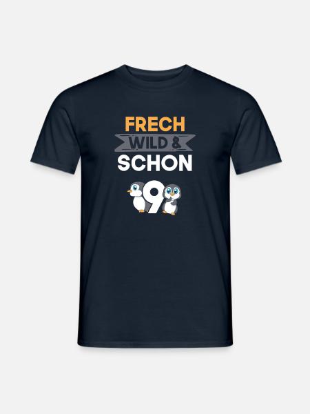 9 Jahre Geburtstag Junge Mädchen Pinguin - Männer T-Shirt - Navy