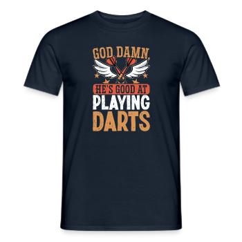 he's good at playing darts - Männer T-Shirt - Navy - Vorne - AI Model Male 178 light (178cm)