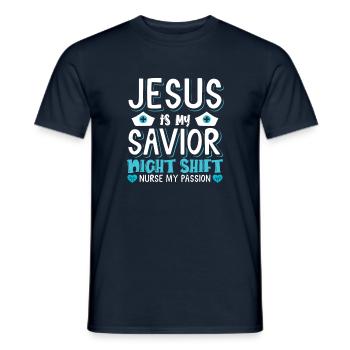 Jesus is my savior Night Shift Nurse - Männer T-Shirt - Navy - Vorne - AI Model Male 178 light (178cm)