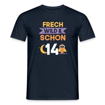 14 Jahre Geburtstag Junge Mädchen Eule - Männer T-Shirt - Navy - Vorne - AI Model Male 178 light (178cm)