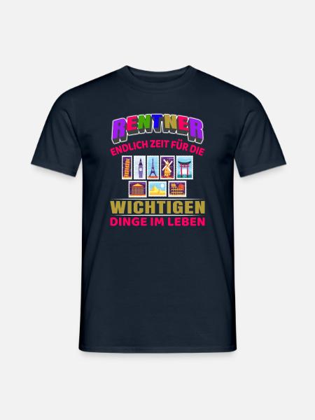 Rentner Rente Rentenbeginn Briefmarken sammeln - Männer T-Shirt - Navy