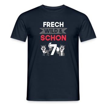 7 Jahre Geburtstag Junge Mädchen Wolf - Männer T-Shirt - Navy - Vorne - AI Model Male 178 light (178cm)